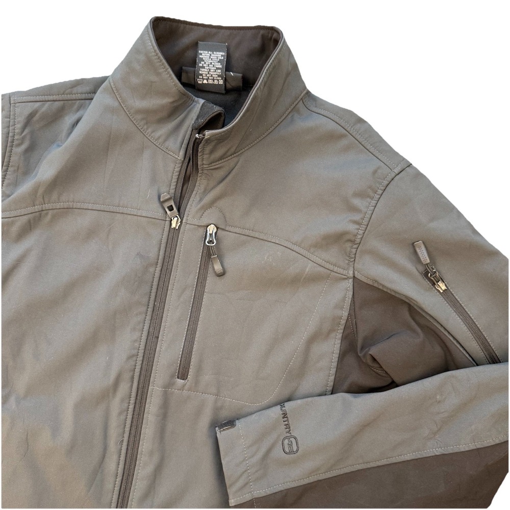 Free Country Men's Medium Softshell Jacket Black Full Zip Zippered Pockets